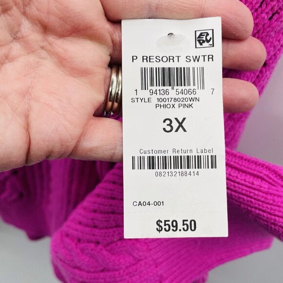 On 34th Womens Plus Size 3X Crewneck Cotton-Blend Open Knit Sweater $59 053 - Picture 8 of 8